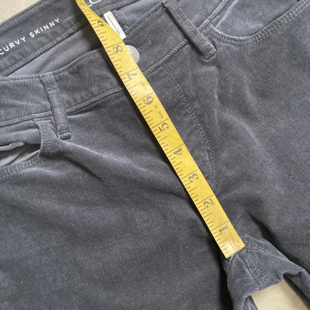 Ann Taylor Loft Corduroy Pants Womens 2 Gray Curvy Skinny Low Rise Classic